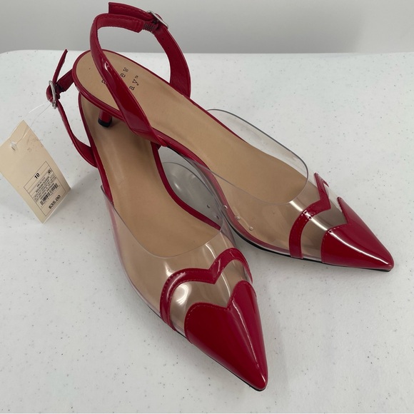 a new day Shoes - NWT A New Day Eleanor Heart Slingback Kitten Heels Red Patent Clear Shoes